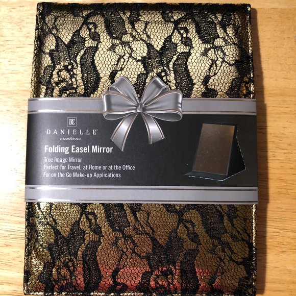 NWT Danielle Pink Gold Silver Lace Travel Home Folding Easel Mirror Lot of 3 - Picture 3 of 7